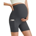 thumbnail image 1 of G4Free Barefeel Maternity Biker Shorts with Pockets Over The Belly Legging 5" Pregnancy Yoga Pants Athletic Workout, 1 of 9