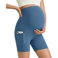 thumbnail image 1 of G4Free Barefeel Maternity Biker Shorts with Pockets Over The Belly Legging 5" Pregnancy Yoga Pants Athletic Workout, 1 of 9