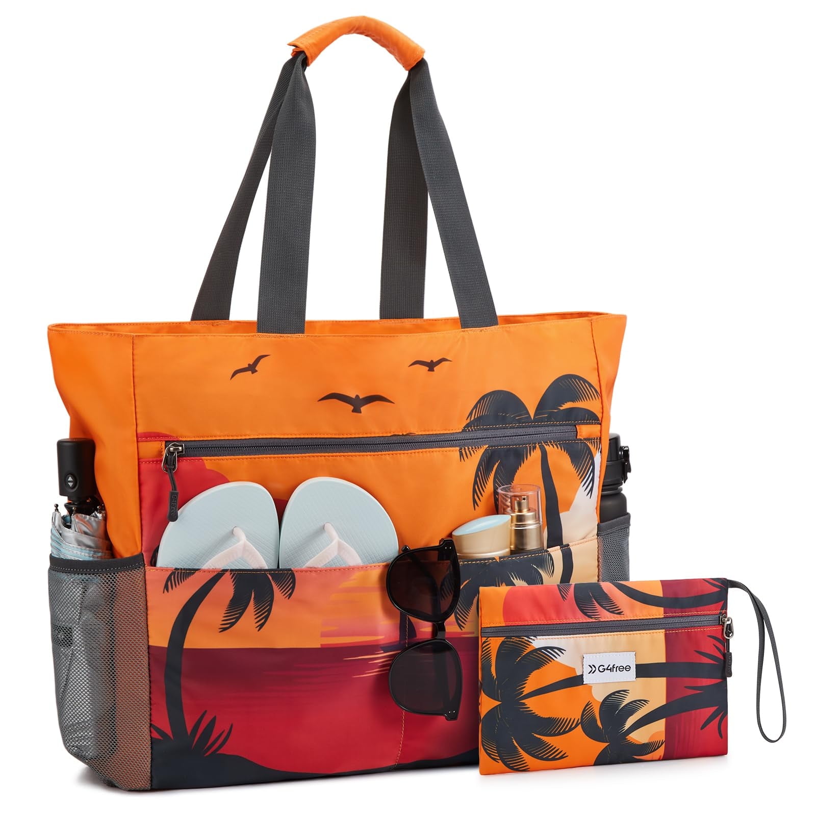 G4Free Dames Grote Linnen Draagtas met Ritssluiting, 15,6 Laptoptas met Vakken, Grote Capaciteit Winkeltas, Zwart, L