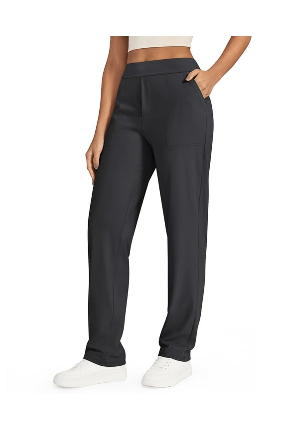 Bizcasual Yoga Pants Women High Waist Dress Work Pants with Pockets Wide Leg Business Casual Trousers