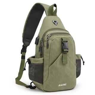 G4Free Canvas Sling Bag Crossbody Backpack with USB Charging Port & RFID Blocking, Hiking Daypack Chest Bag for Women Men