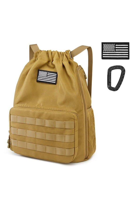 Drawstring Gym Backpack with Shoes Compartment Water-Resistant Sports Bag for Men Women