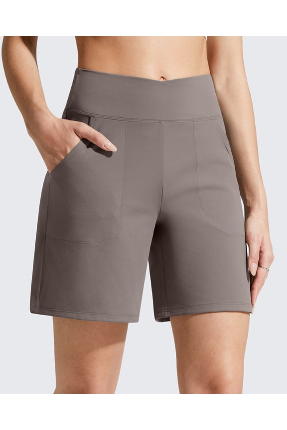 EverGoing Athletic Shorts for Women 6" Cross Waist Summer Casual Shorts with Pockets