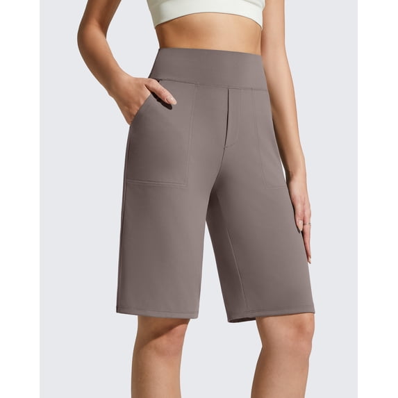 G4Free EverGoing Women's Bermuda Shorts with Pockets 10" - Knee Length Athletic Casual Long Shorts