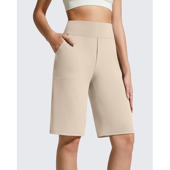 G4Free EverGoing Women's Bermuda Shorts with Pockets 10" - Knee Length Athletic Casual Long Shorts