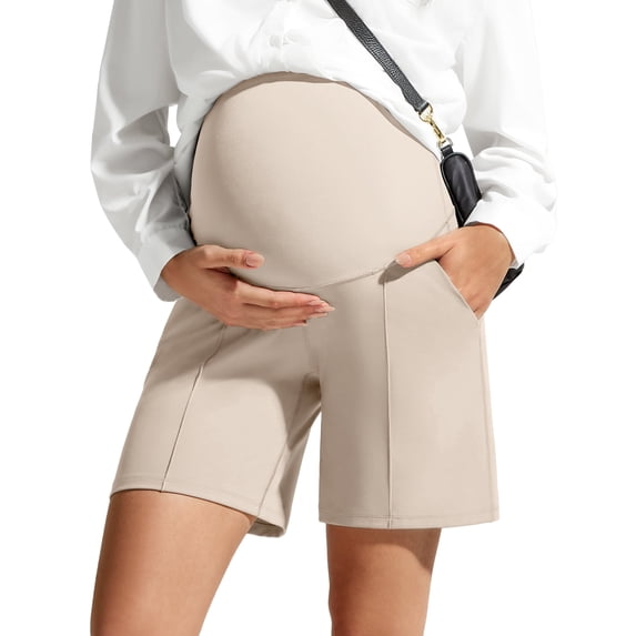 G4Free Evergoing Maternity Shorts with Pockets Over The Belly Stretchy Pregnancy Pants Casual Workout