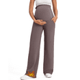 thumbnail image 1 of G4Free Fleece Lined Maternity Yoga Pants Over The Belly Stretchy Wide Leg Warm Pregnancy Work Trousers with Pockets, 1 of 8