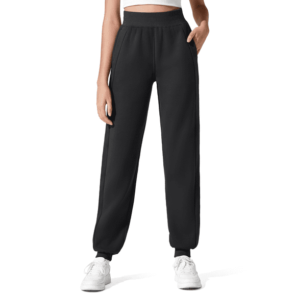 G4Free Flurrylux Cotton Fleece Lined Joggers for Women Elastic Waist Scrub Sweatpants Tapered Leg Track Pants