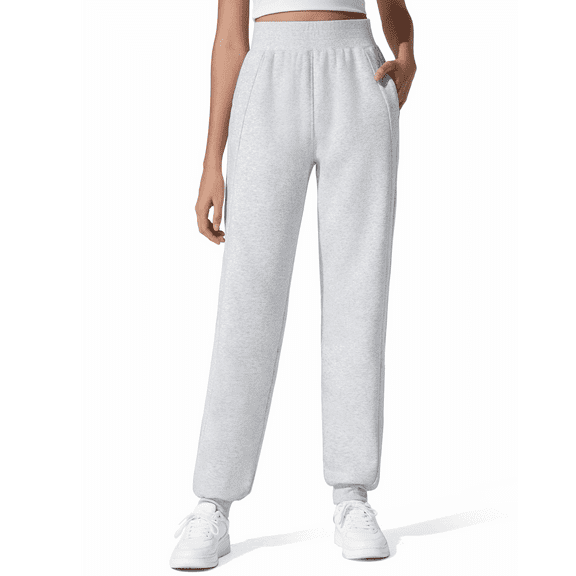 G4Free Flurrylux Cotton Fleece Lined Joggers for Women Elastic Waist Scrub Sweatpants Tapered Leg Track Pants