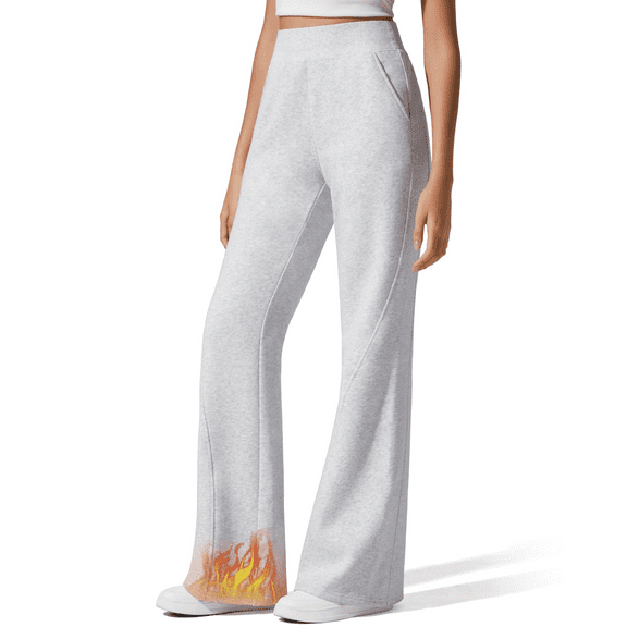 G4Free Flurrylux Fleece Lined Pants Women Cotton Loose Flare Sweatpants with Pockets Winter Casual