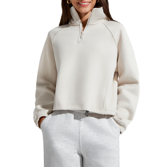 G4Free Flurrylux Womens Sweatshirts Fleece Lined Half Zip Mock Neck Cropped Pullover Winter Fashion Outfits Clothes