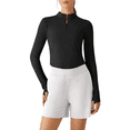 thumbnail image 1 of G4Free Lightbreeze Women's UPF 50+ Sun Shirts Long Sleeve Crop Workout Tops Thumbholes Mock Neck Quater Zip Tees Running, 1 of 7