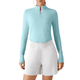 thumbnail image 1 of G4Free Lightbreeze Women's UPF 50+ Sun Shirts Long Sleeve Crop Workout Tops Thumbholes Mock Neck Quater Zip Tees Running, 1 of 7