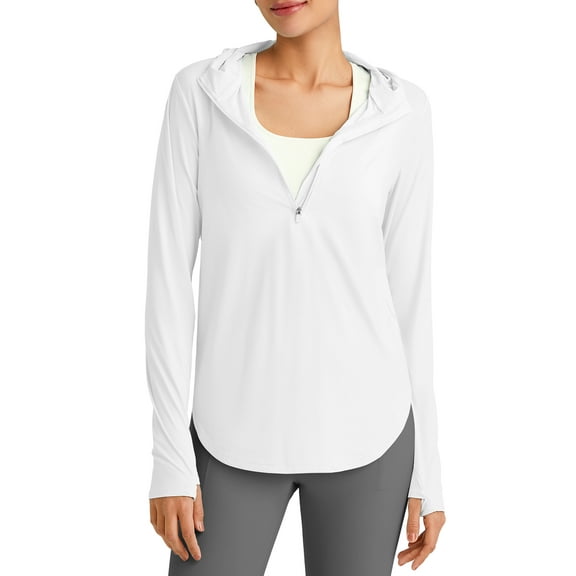 G4Free Lightbreeze Womens UPF 50  Sun Shirts with Hoodie Long Sleeve Workout Tops Half Zip Rash Guard Hiking Fishing