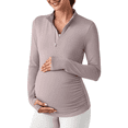 thumbnail image 1 of G4Free Lightweight Maternity Long Sleeve Workout Tops UPF 50+ Rash Guard Half Zip Sun Shirts Ruches Pregnancy Pullover, 1 of 8