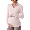 thumbnail image 1 of G4Free Lightweight Maternity Long Sleeve Workout Tops UPF 50+ Rash Guard Half Zip Sun Shirts Ruches Pregnancy Pullover, 1 of 8