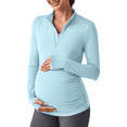 thumbnail image 1 of G4Free Lightweight Maternity Long Sleeve Workout Tops UPF 50+ Rash Guard Half Zip Sun Shirts Ruches Pregnancy Pullover, 1 of 8