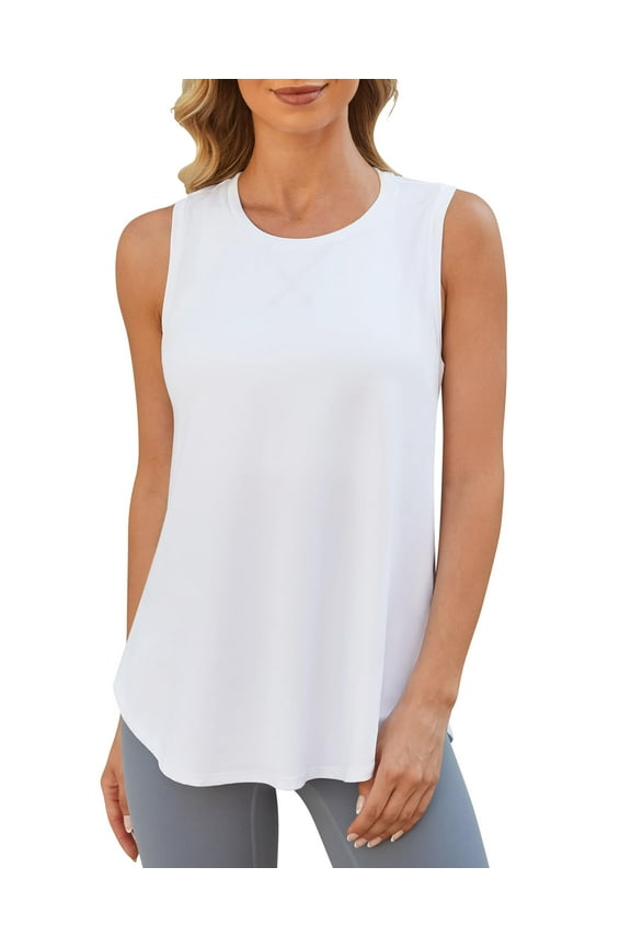 Lightweight Racerback Workout Tank Tops for Women High Neck Athletic Long Tanks Fast Dry Sleeveless Running Shirts