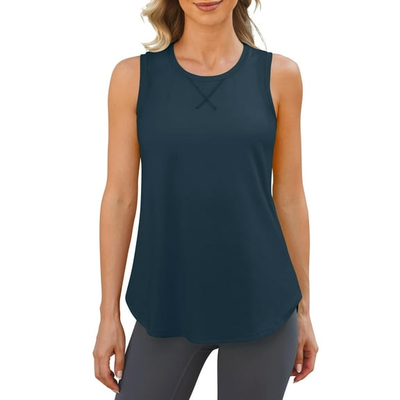 G4Free Lightweight Racerback Workout Tank Tops for Women High Neck Athletic Long Tanks Fast Dry Sleeveless Running Shirts