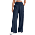 thumbnail image 1 of G4Free Lightweight Wide Leg Cargo Pants Women High Waisted Lounge Pants with 4 Pockets for Casual Travel Summer Fall, 1 of 7