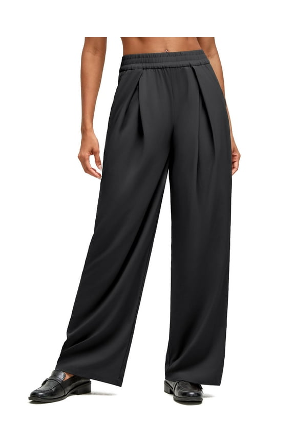 Lightweight Wide Leg Pants Women Flowy High Waisted Front Pleat Travel Pant Casual Lounge Trousers Summer Fall