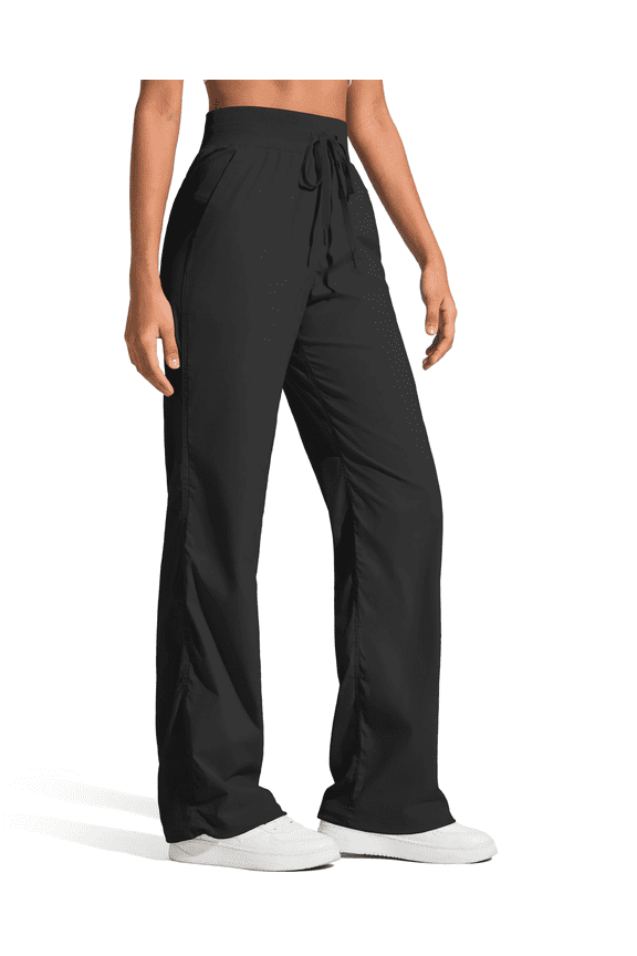 Lightweight Women's Straight Leg Workout Pants Ruched Drawstring Joggers with Pockets Casual Athletic Slacks