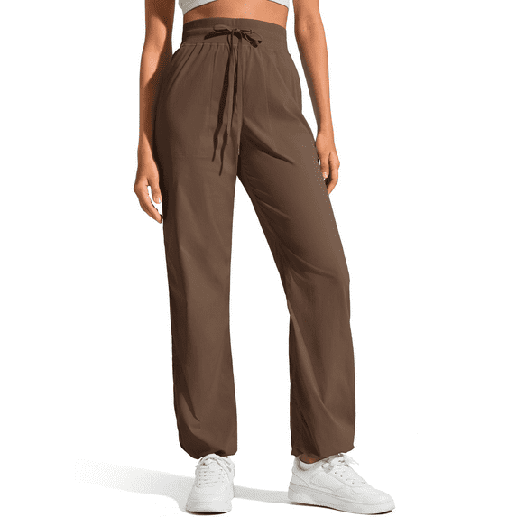 G4Free Lightweight Women's Straight Leg Workout Pants Ruched Drawstring Joggers with Pockets Casual Athletic Slacks