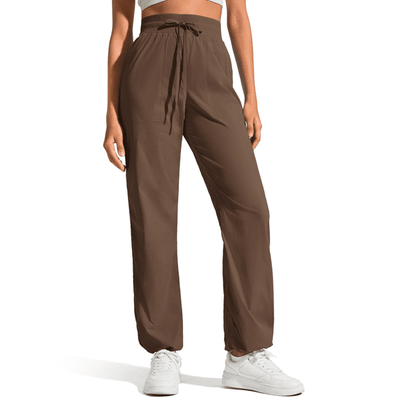 G4Free Lightweight Women's Straight Leg Workout Pants Ruched Drawstring Joggers with Pockets Casual Athletic Slacks