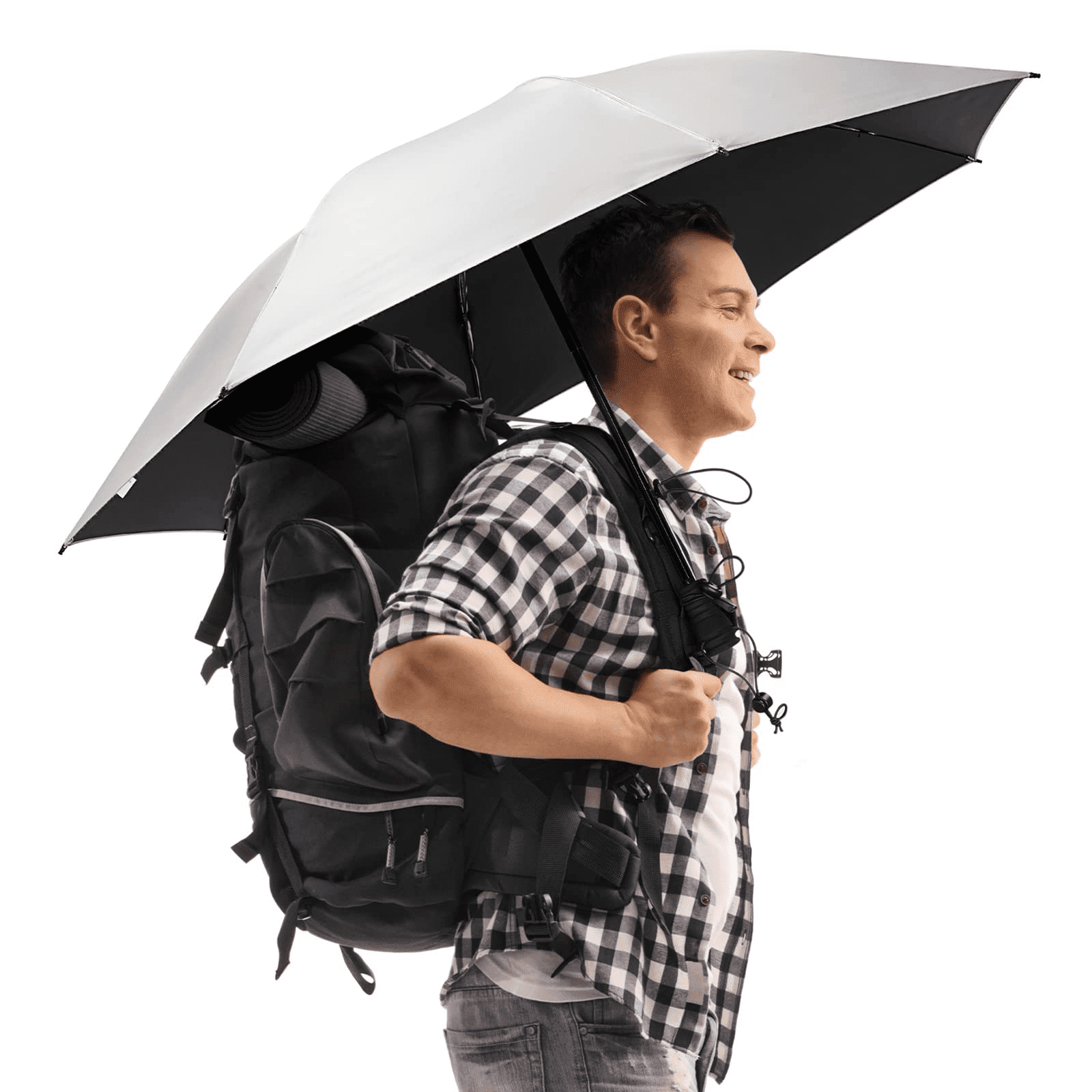 G4Free Liteflex Hiking Umbrella Mini Compact Ultralight Collapsible Reflective Silver Trekking Backpacking Umbrella