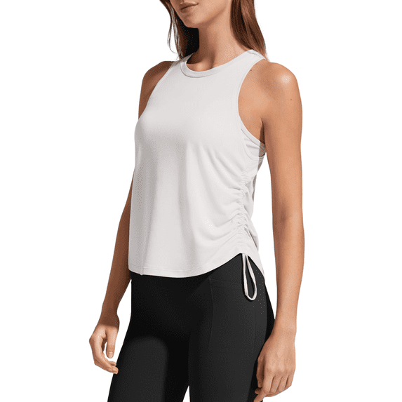 G4Free Lyocell Racerback Women Workout Tank Tops Ruch Side High Neck Muscle Tops for Gym Athletic Yoga
