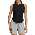 thumbnail image 1 of G4Free Lyocell Ruched Side Workout Tank Tops Woman High Neck Waist Length Gym Tanks Soft Relaxed Fit for Training, 1 of 8