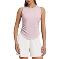 thumbnail image 1 of G4Free Lyocell Ruched Side Workout Tank Tops Woman High Neck Waist Length Gym Tanks Soft Relaxed Fit for Training, 1 of 8