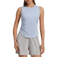 thumbnail image 1 of G4Free Lyocell Ruched Side Workout Tank Tops Woman High Neck Waist Length Gym Tanks Soft Relaxed Fit for Training, 1 of 8