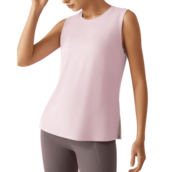 G4Free Lyocell Side Slits Women's Workout Tank Tops Soft Loose Fit High Neck Athletic Tanks Stretch Gym Running Top