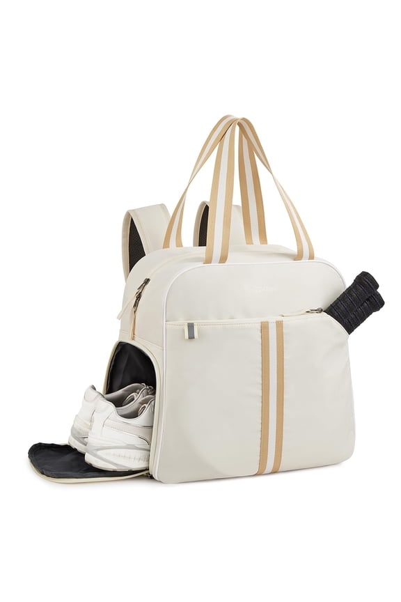 Pickleball Tote Bag for Women and Men, Polyester Racquet Sports Bag with Paddles Storage and Water Bottle Holder