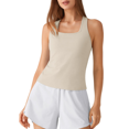 thumbnail image 1 of G4Free Ribbed Removable Built in Bra Workout Tank Tops Woman Racerback Square Neck Yoga Top Lightweight Athletic Tanks, 1 of 8