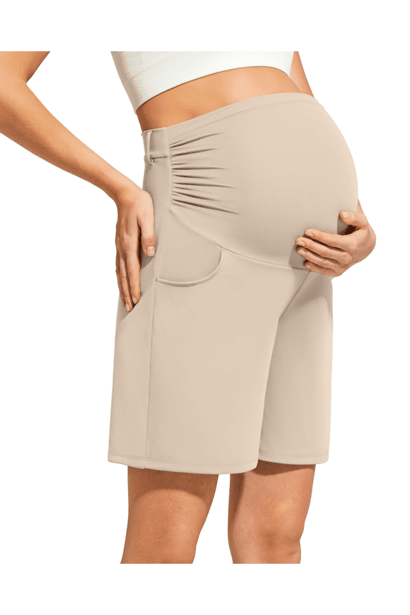 ShiftReady Maternity Work Shorts with Pockets Over The Belly Pregnancy Summer Office Clothes