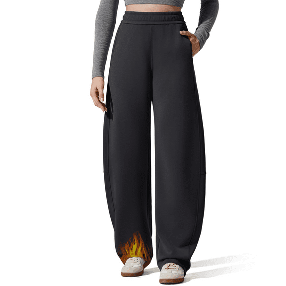 G4Free Smoofit Fleece Lined Women's Baggy Barrel Sweatpants Wide Leg Casual Pants with Pockets