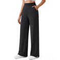 thumbnail image 1 of G4Free Smoofit Modal Soft Sweatpants Women Ribbed Waist Wide Leg Casual Pants Side Slit with Pockets, 1 of 8