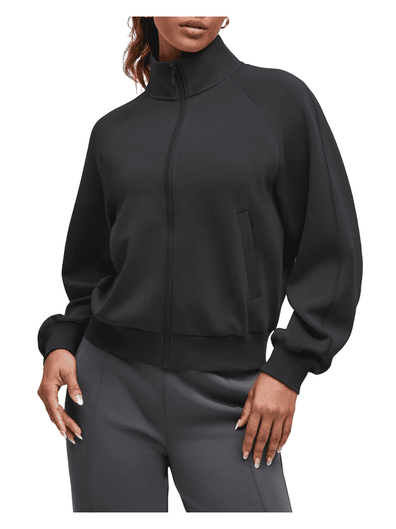 Smoofit Modal Soft Women's Zip Up Jackets Loose Fit Mock Neck Casual Tops with Pockets