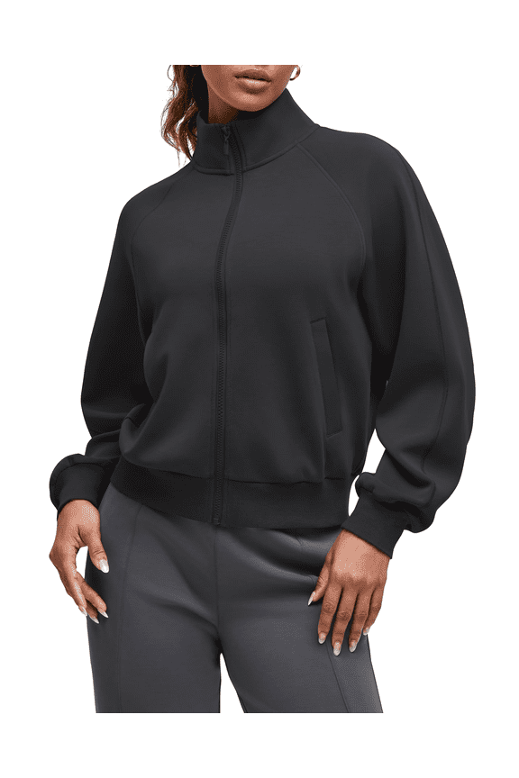 Smoofit Modal Soft Women's Zip Up Jackets Loose Fit Mock Neck Casual Tops with Pockets