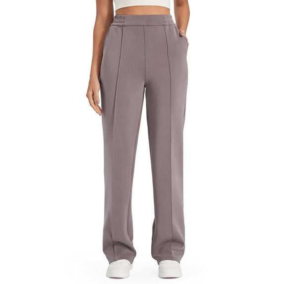G4Free Straight Leg Lounge Relaxed Pants Stretchy Comfy High Waist Sweatpants with Pockets Winter Wide Leg Baggy Pajama Bottoms