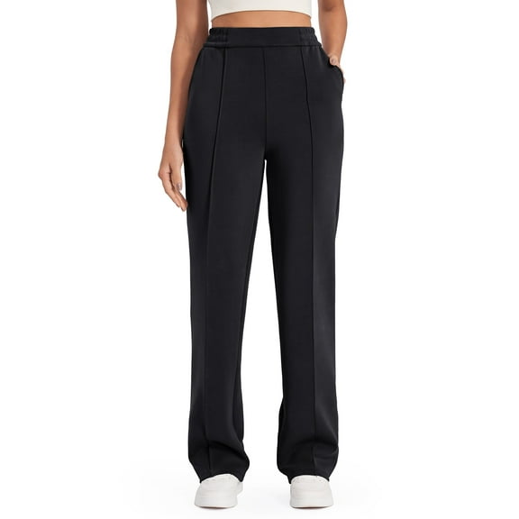 G4Free Straight Leg Lounge Relaxed Pants Stretchy Comfy High Waist Sweatpants with Pockets Winter Wide Leg Baggy Pajama Bottoms
