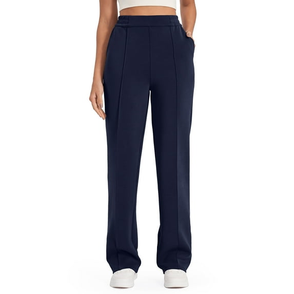 G4Free Straight Leg Lounge Relaxed Pants Stretchy Comfy High Waist Sweatpants with Pockets Winter Wide Leg Baggy Pajama Bottoms