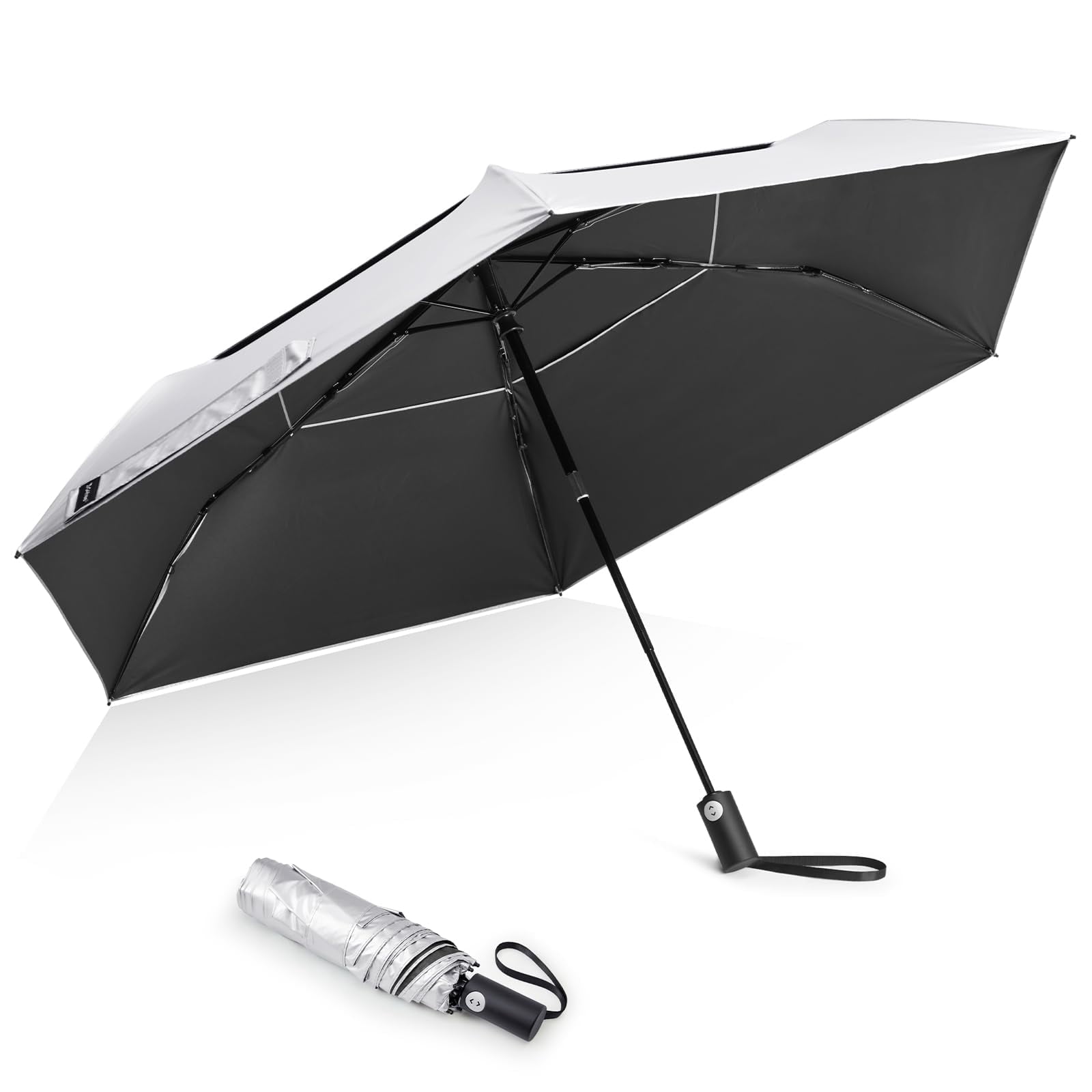 G4Free Travel Umbrella Ultralight UPF 50+ UV Protection Compact Sun Umbrella, Double Canopy Super Slim Small Portable Automatic Anti-bounce Close
