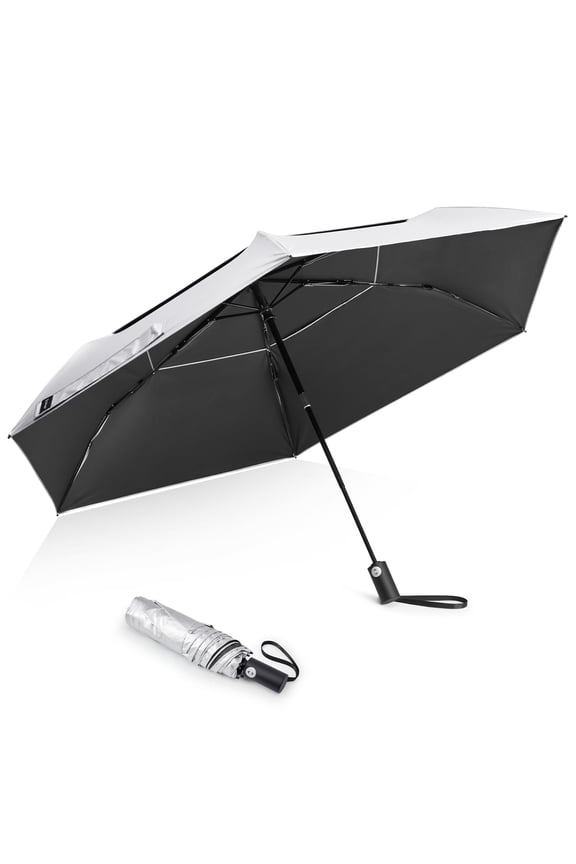 Travel Umbrella Ultralight UPF 50+ UV Protection Compact Sun Umbrella, Double Canopy Super Slim Small Portable Automatic Anti-bounce Close