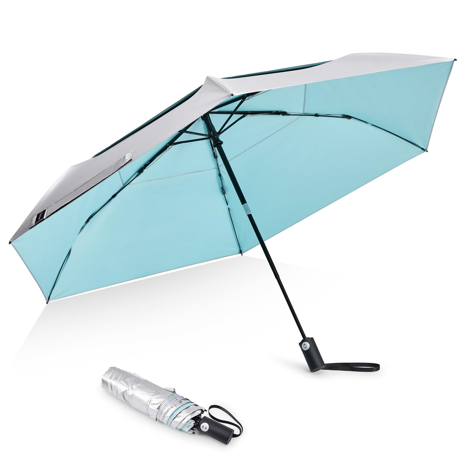 G4Free Travel Umbrella Ultralight UPF 50+ UV Protection Compact Sun Umbrella, Double Canopy Super Slim Small Portable Automatic Anti-bounce Close
