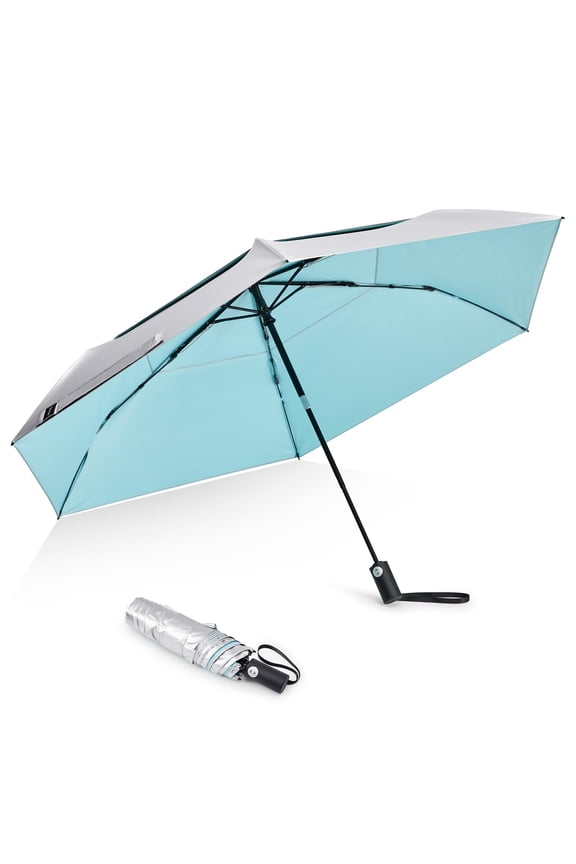 Travel Umbrella Ultralight UPF 50+ UV Protection Compact Sun Umbrella, Double Canopy Super Slim Small Portable Automatic Anti-bounce Close