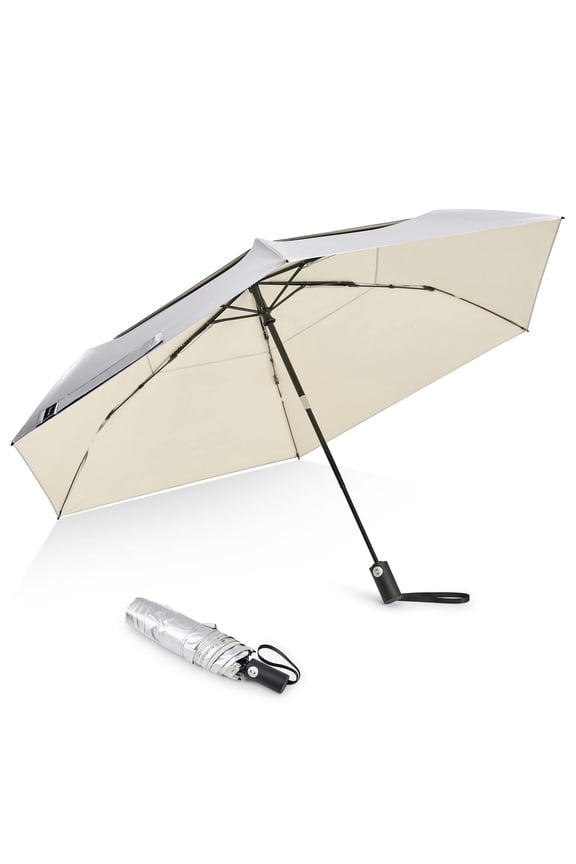 Travel Umbrella Ultralight UPF 50+ UV Protection Compact Sun Umbrella, Double Canopy Super Slim Small Portable Automatic Anti-bounce Close
