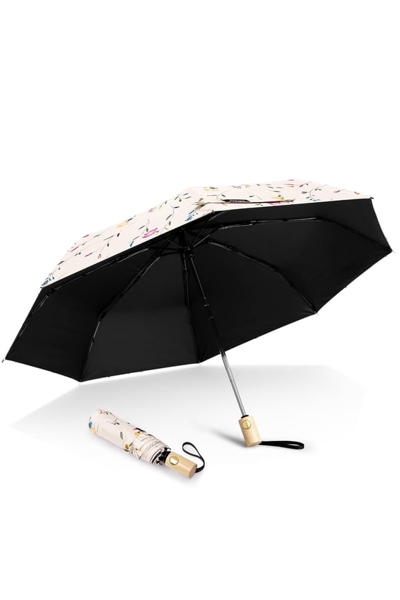 UPF 50+ UV Protection Travel Sun Umbrella Compact 42 Inch Small UV Blocking SPF Umbrella Auto Open Close